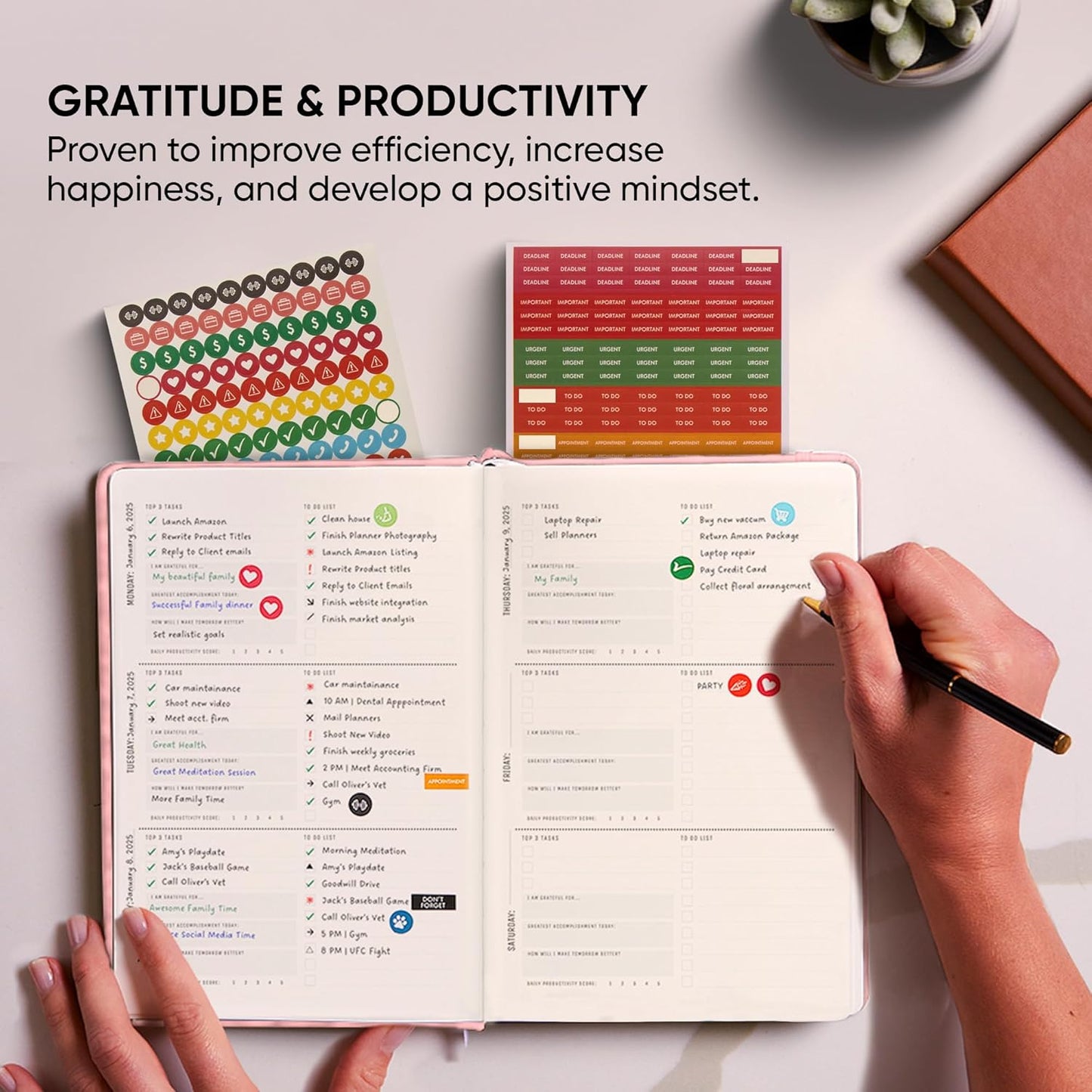 Undated, 2025 Planner, 5.8” x 8.3” - The #1 Productivity Planner to Achieve Your 2025 Goals - Planner 2025-2026 by PRODUCTIVITY STORE (A5, PINK)