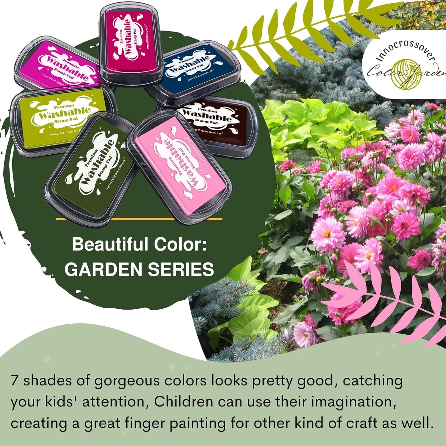 Washable Ink Pad, Stamps for Kids, Kids Crafts, Paw Print Kit, Baby Footprint Kit, Stamp Pads on Scrapbooking, Fingerprint Ink Pad, Easy to Wash Off Skin| Large | Safe Non-Toxic (Dark Olive)