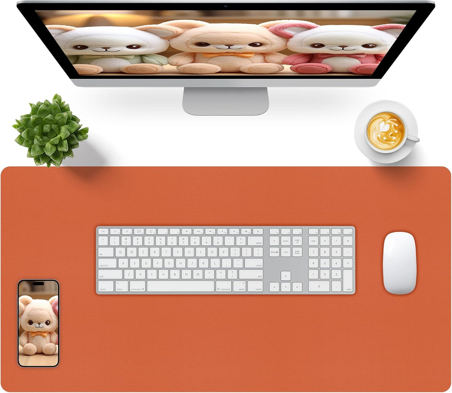 Bloss Orange Desk Mat 31.5"x15.7", Waterproof Large Desk Pad, Leather Desk Matt for Desktop, Computer Mat for Office/Home/Decor