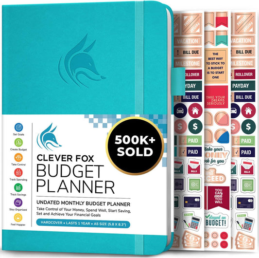 Clever Fox Budget Planner - Expense Tracker Notebook. Monthly Budgeting Organizer, Finance Logbook & Accounts Book, Bill Tracker, A5 (Teal)