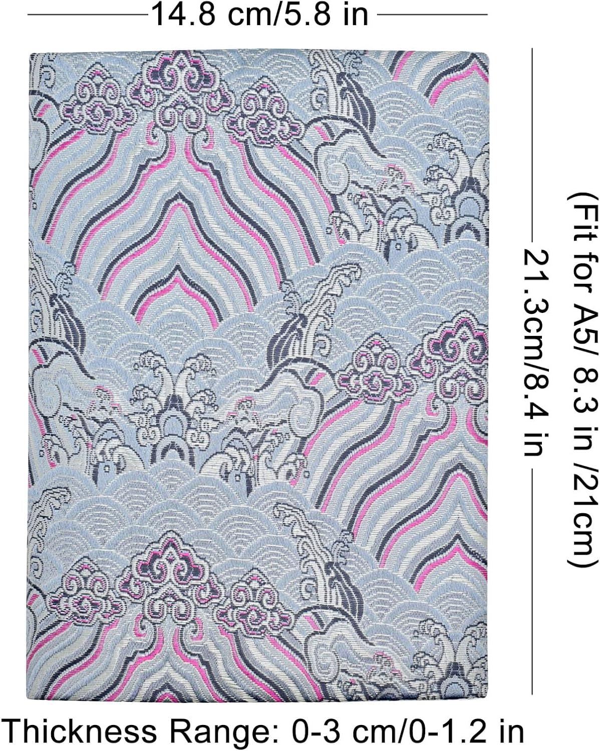 BLBMH A5 Book Covers with Bookmarks Adjustable Fabric Paperbacks Book Cover for Privacy Hardcover Softcover Novels Notebook Protector Fit for 5.5x8.3 inch - Chinese Grey