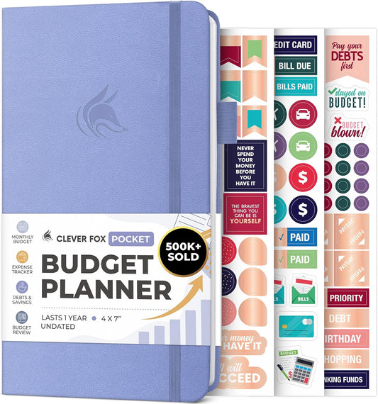 Clever Fox Budget Planner Pocket – Mini Expense Tracker Notebook. Monthly Budgeting Organizer, Finance Logbook & Accounts Book, Small (Lavender)
