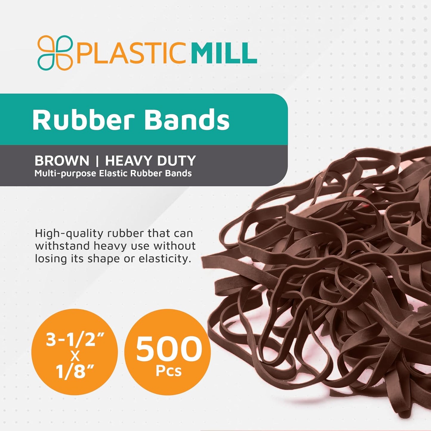 PlasticMill Rubber Bands - #33 Size - Brown Rubberbands - 1LB/500 Count.