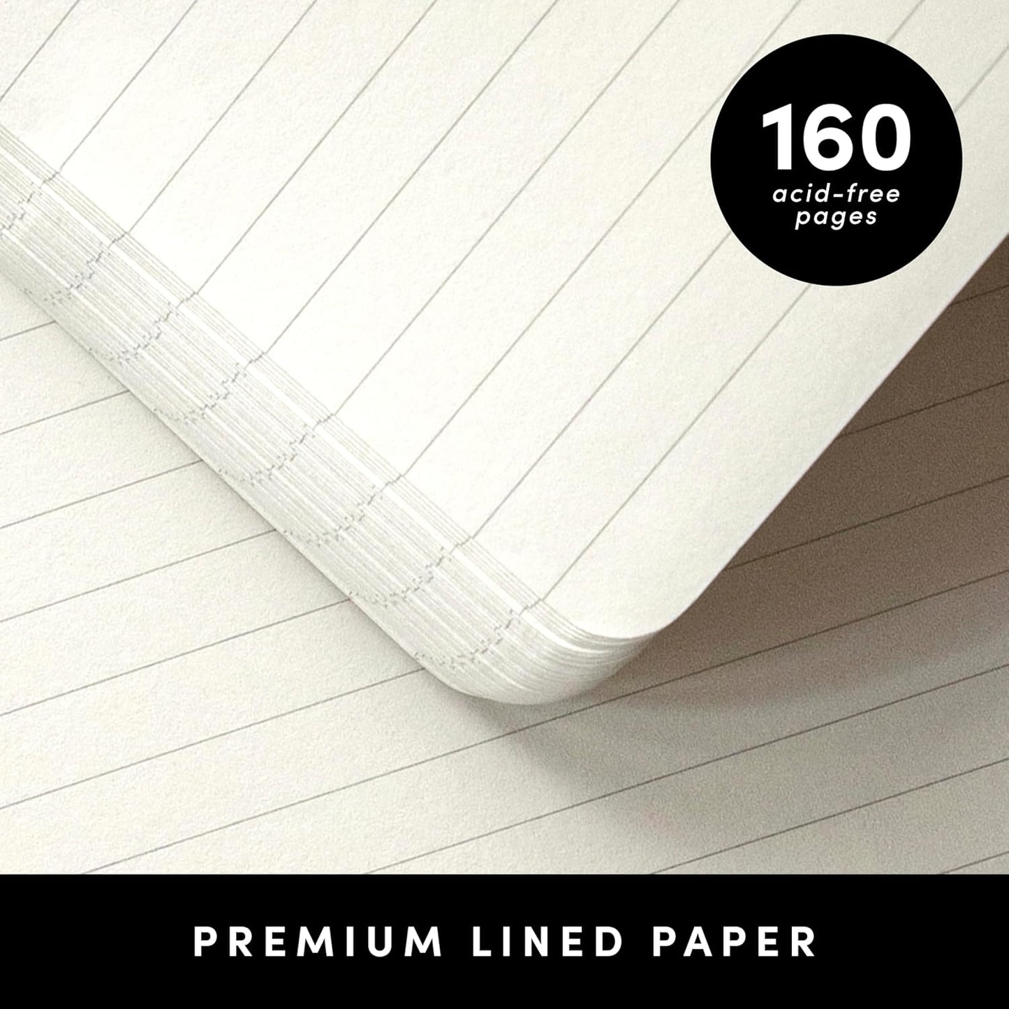 PAPERAGE Lined Journal Notebook, (White), 160 Pages, Medium 5.6 in x 8 in - 100 GSM Thick Paper – Hardcover Journaling Notebook for Work, School & Note Taking