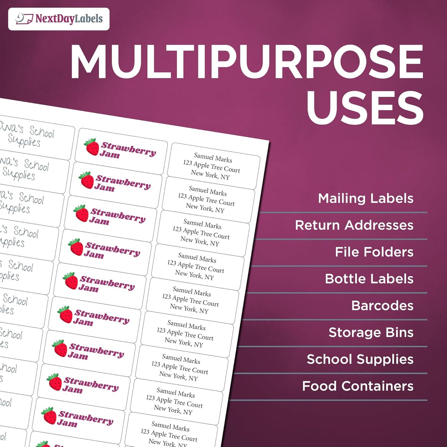 NextDayLabels - 2.5/8" x 1" Rectangular Sticker Labels for Printer - White Laser/Inkjet Printer Labels Return Address Labels Shipping Label Stickers (1000 Sheets, 30 Per Sheet, 30000 Labels)