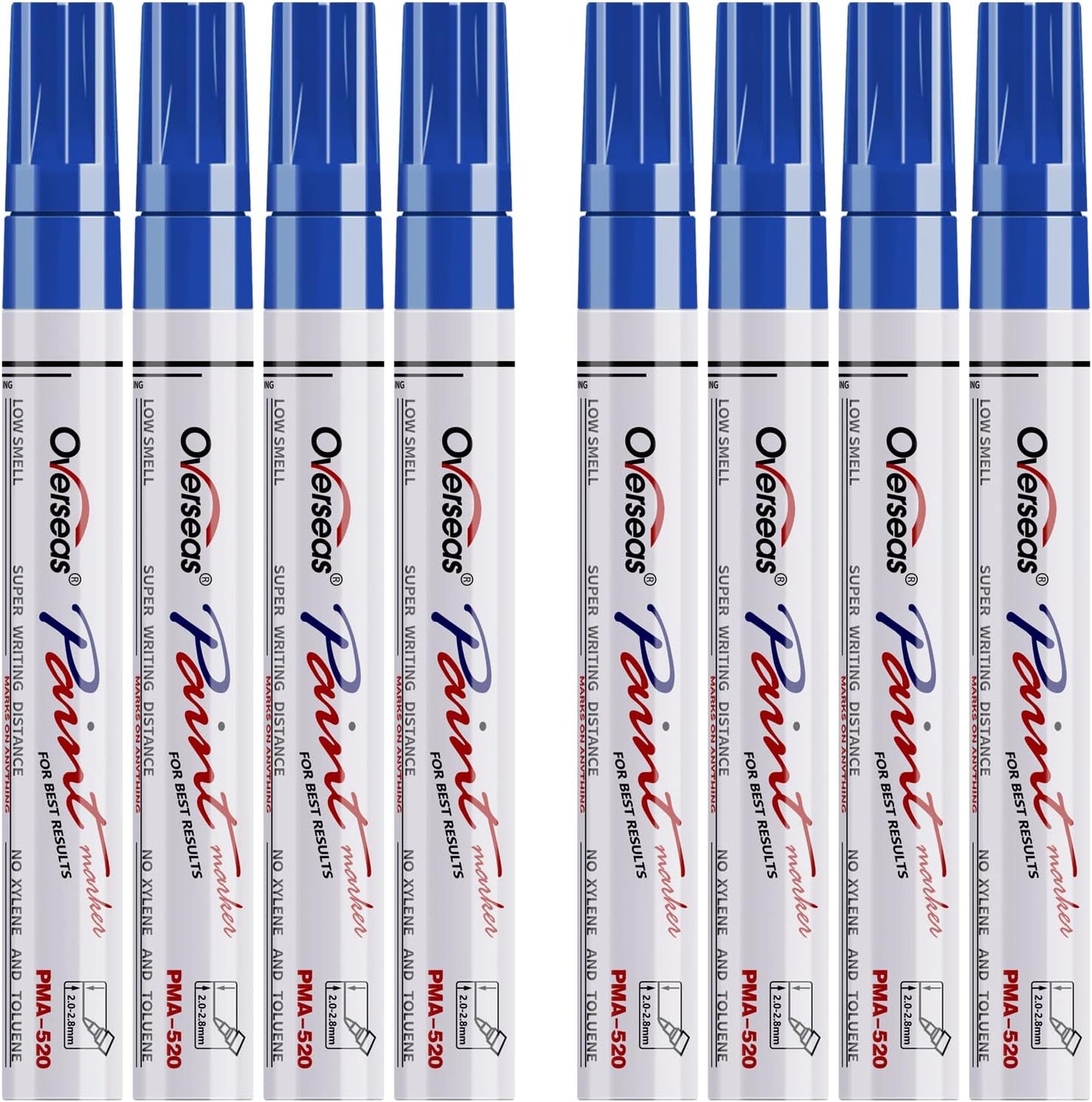Paint Pens Paint Markers - Blue Permanent Markers 8 Pack, Oil Based Waterproof Quick Dry Medium Tip Marker Pen for Metal, Wood, Fabric, Plastic, Rock, Stone, Mugs, Canvas, Glass, Art Craft