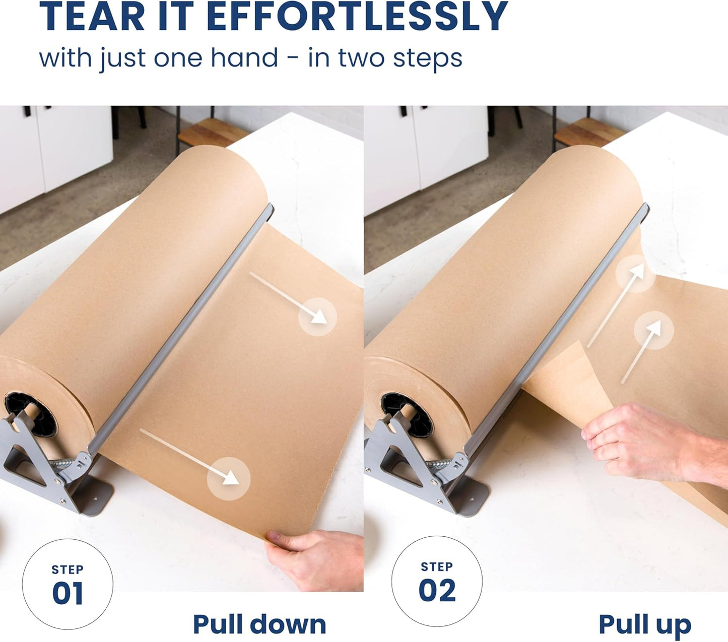 DIY Crew 36 Inch Paper Roll Dispenser and Cutter - Heavy-Duty Wall Mountable, Non Slip Tabletop - Kraft, Freezer, Butcher Paper - Up to 1000ft Rolls