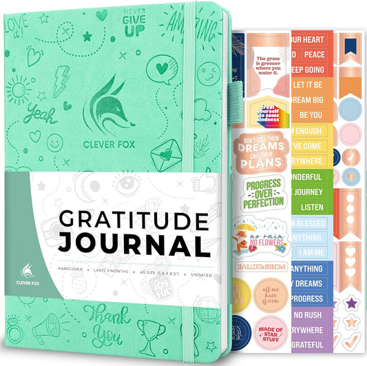 Clever Fox Gratitude Journal – Happiness, Positivity & Affirmation Daily Journal – Inspirational Daily Notebook – 3 Months, A5 (Mint)