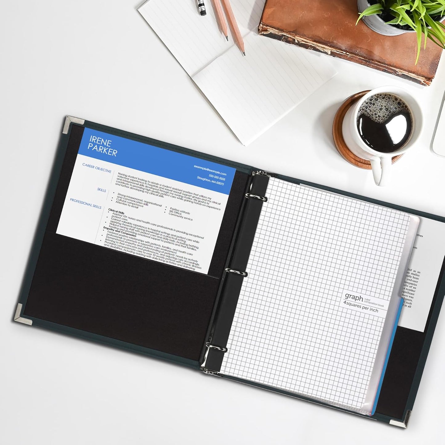 Samsill Classic Collection 3 Ring Leather Binder, Executive Presentation Portfolio, 1 Inch (Holds 100 Sheets), Silver Round Ring, Navy