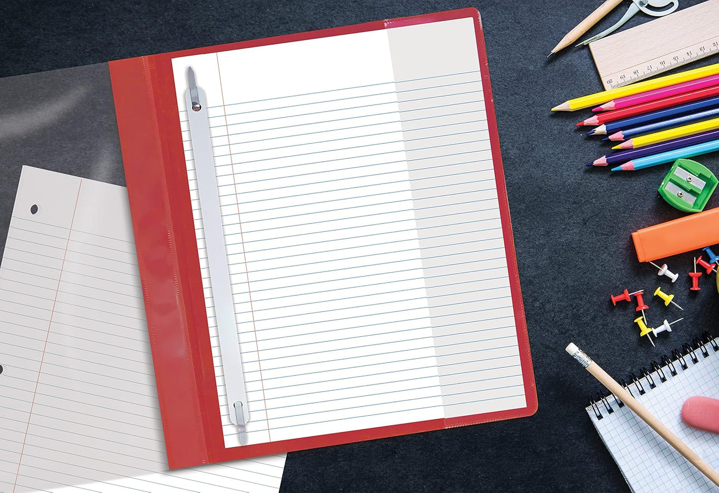 Better Office Products Ultra Durable Clear Front Report Covers, 25 Per Box, Letter Size, Assorted Colors, Poly Back Cover, with Fasteners, Lay Flat, Box of 25