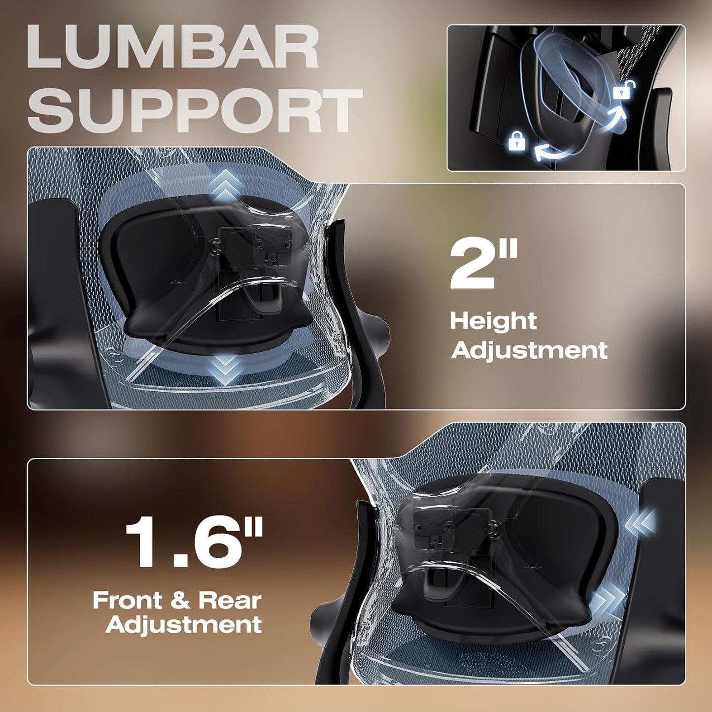 ELABEST X100 Ergonomic Office Chair with Footrest, Big and Tall Home Desk Chair with 5D Flip-Up Arms, Adjustable 8D Lumbar Support,High Back Rolling Computer Chair, Swivel Mesh Chairs (Oaxaca Blue)