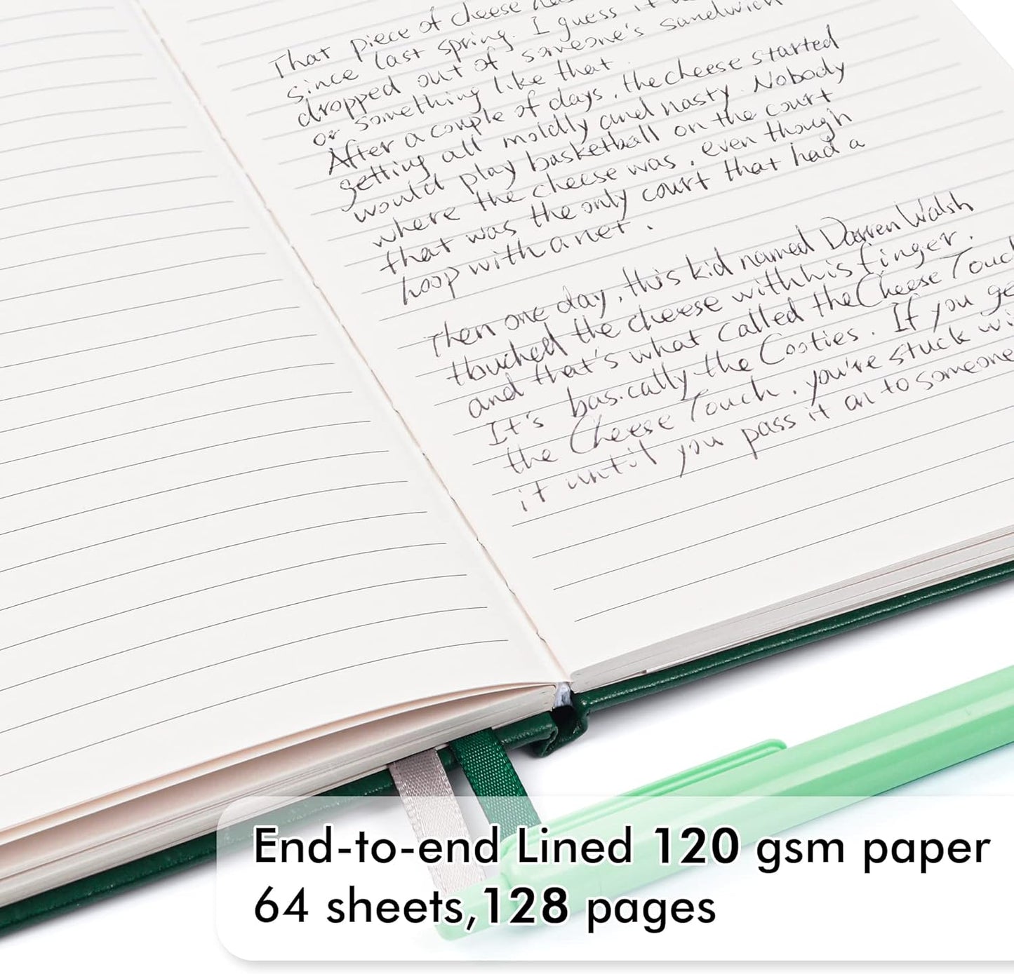 feela 5 Pack Journal Notebook Bulk for School, Hardcover Business Notebooks Classic Ruled Lined Journals with Pen Holder for Work Note Taking, with 5 Black Pens, 120 GSM, 5.1”x8.3”, A5, Dark Green