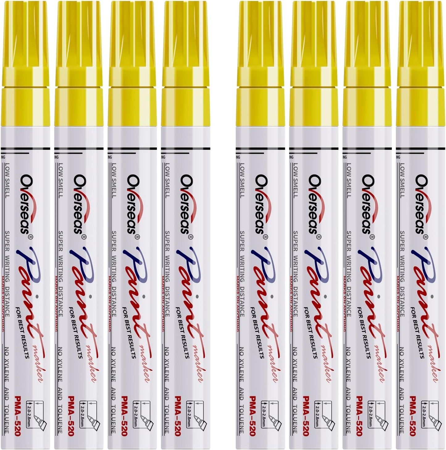 Paint Pens Paint Markers - Yellow Permanent Markers 8 Pack, Oil Based Waterproof Quick Dry Medium Tip Marker Pen for Metal, Wood, Fabric, Plastic, Rock, Stone, Mugs, Canvas, Glass, Art Craft