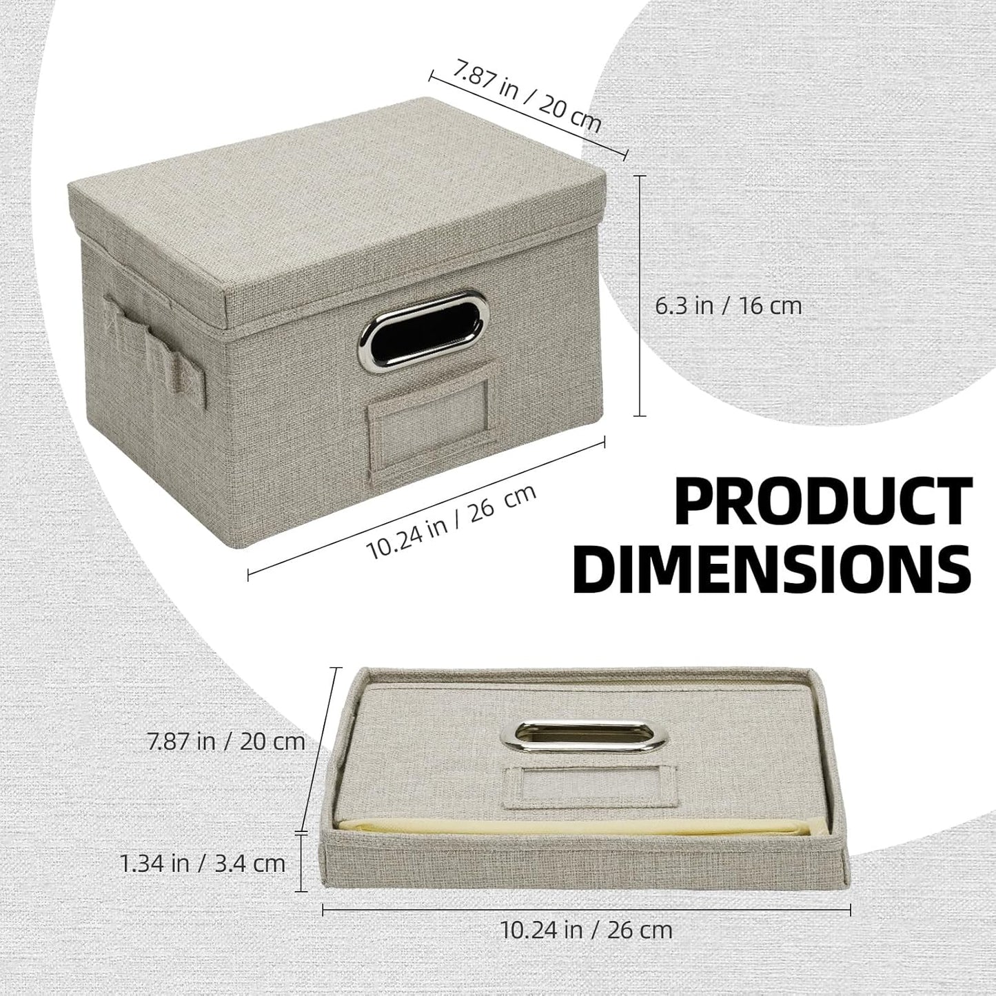 Greeting Card Storage Box, Linen Storage Box with 32 Adjustable Dividers, 168 Labels, 2 Marker Pen, Perfect for Organizing Greeting Cards, Envelopes, Photos 2 Pack Beige