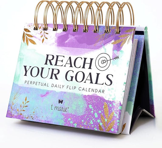 2026 Reach Your Goals Daily Desk Calendar - Motivational Gift and Positive Affirmations for Women - Perpetual Calendar, Cute Office Decor, Gratitude and Self Care Gifts for Women, Inspirational Desk Accessories