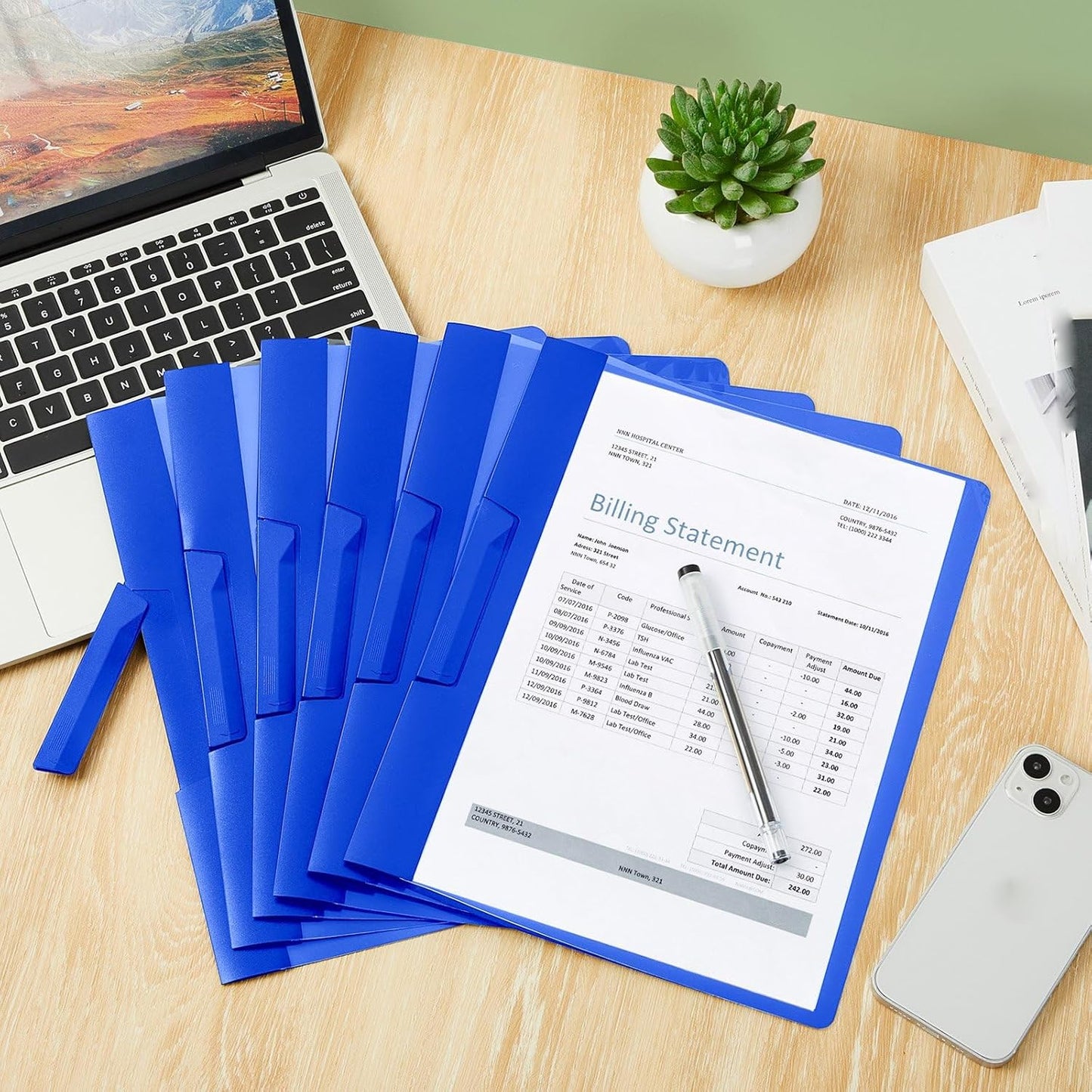 Maitys 25 Pack Clear Report Covers with Clip 11.4 x 9 Inch Presentation Folders Transparent Front Cover Portfolio Folder Resume Folder Interview Report Folders for Letter Size(Blue)