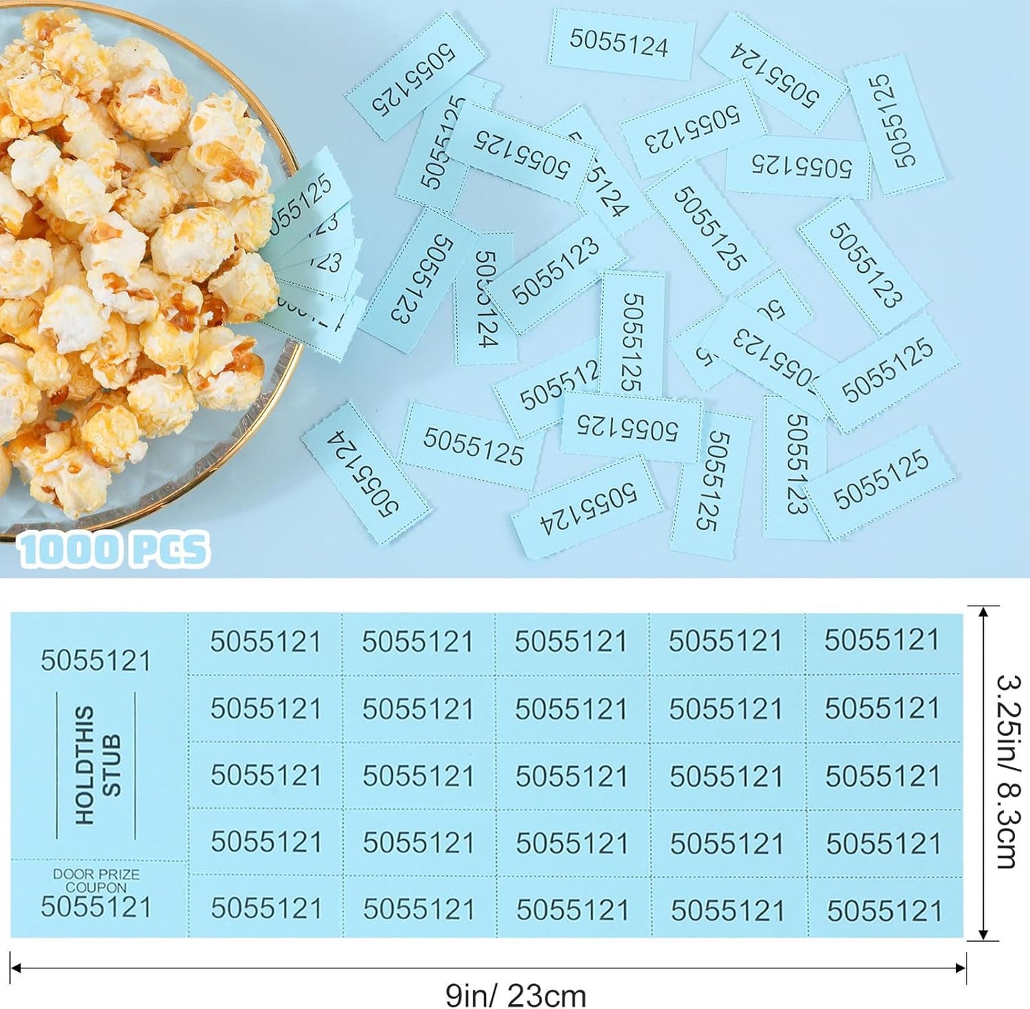 Kosiz 1000 Sheets 25 Bid Raffle Tickets - Chinese Auction Ticket Sheets for Silent Auctions, Events, Church (Light Blue)