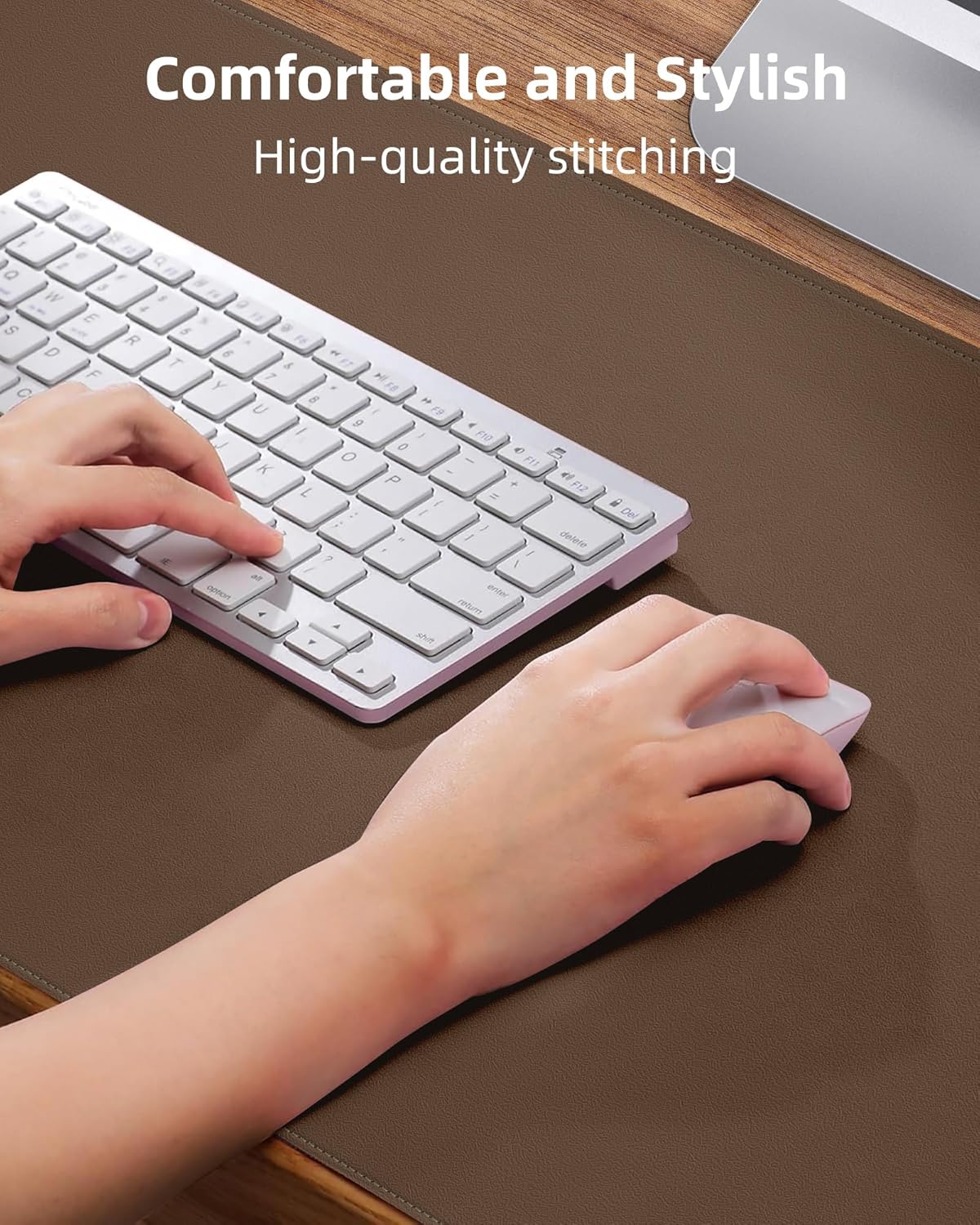 Leather Desk Pad Protector,Desk Mat,Large Mouse Pad, Non-Slip Desk Pad, Waterproof PU Leather Desk Blotter Mat, Desk Cover for Office and Home (Dark Khaki, 36" x 17")