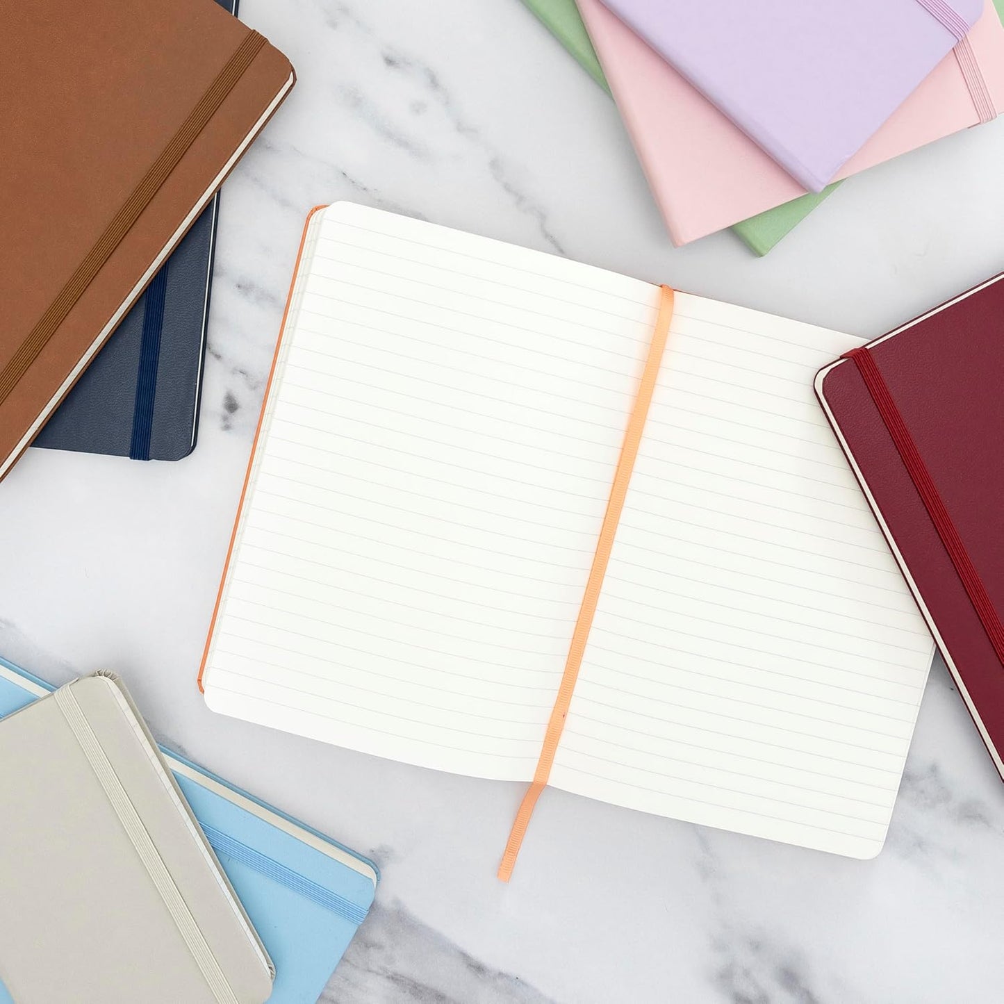 PAPERAGE Lined Journal Notebook, (Coral), 160 Pages, Medium 5.6 in x 8 in - 100 GSM Thick Paper – Hardcover Journaling Notebook for Work, School & Note Taking