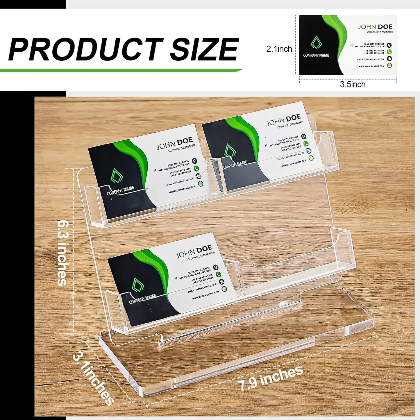 Business Card Holder for Desk 4 Slots Freestanding Acrylic Business Card Holder Display Stand Multiple Organizer for Office Meeting Exhibition Home