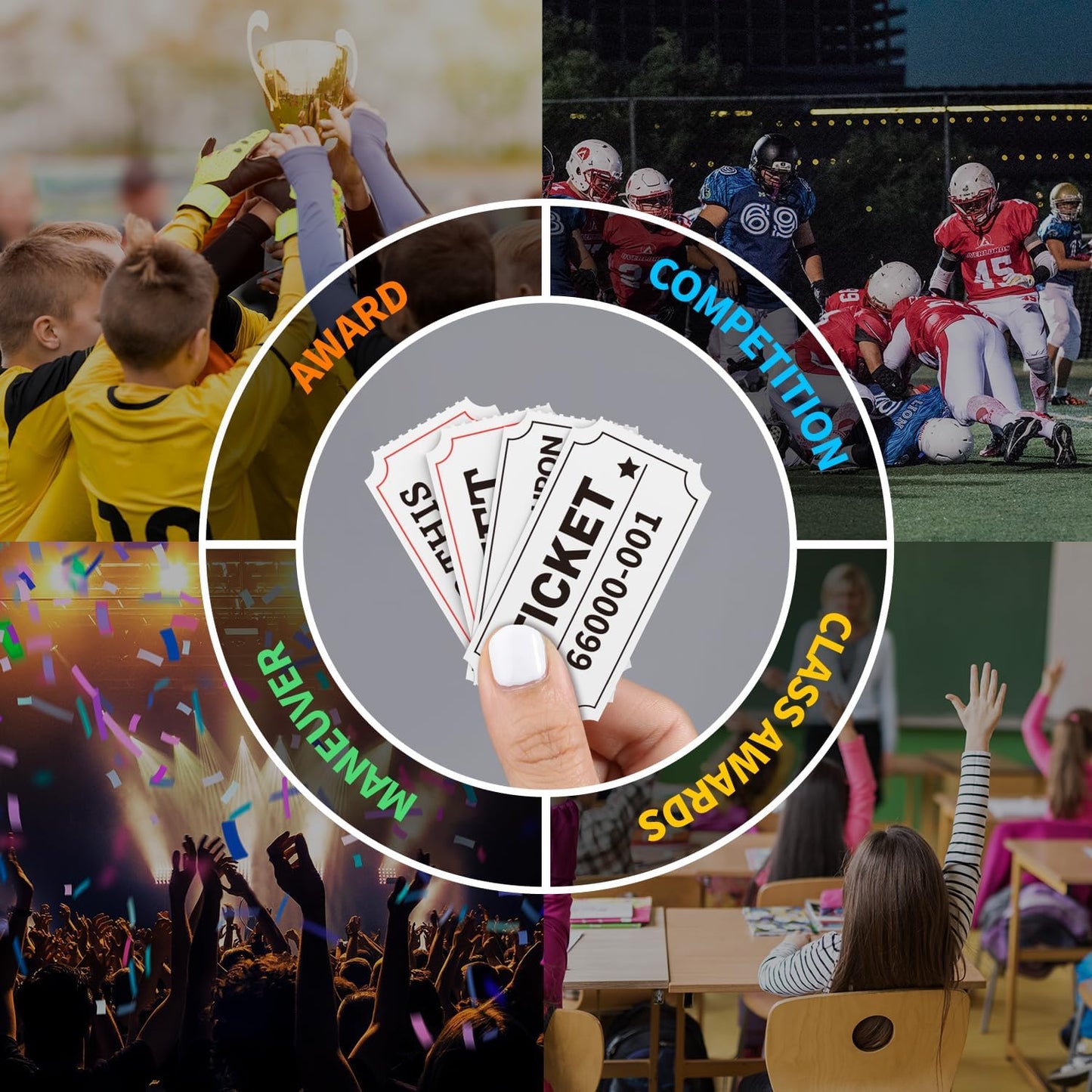 Methdic 2000 White Double Raffle Tickets Roll, Ticket for Events, Entry, Class Reward, Fundraiser & Prizes