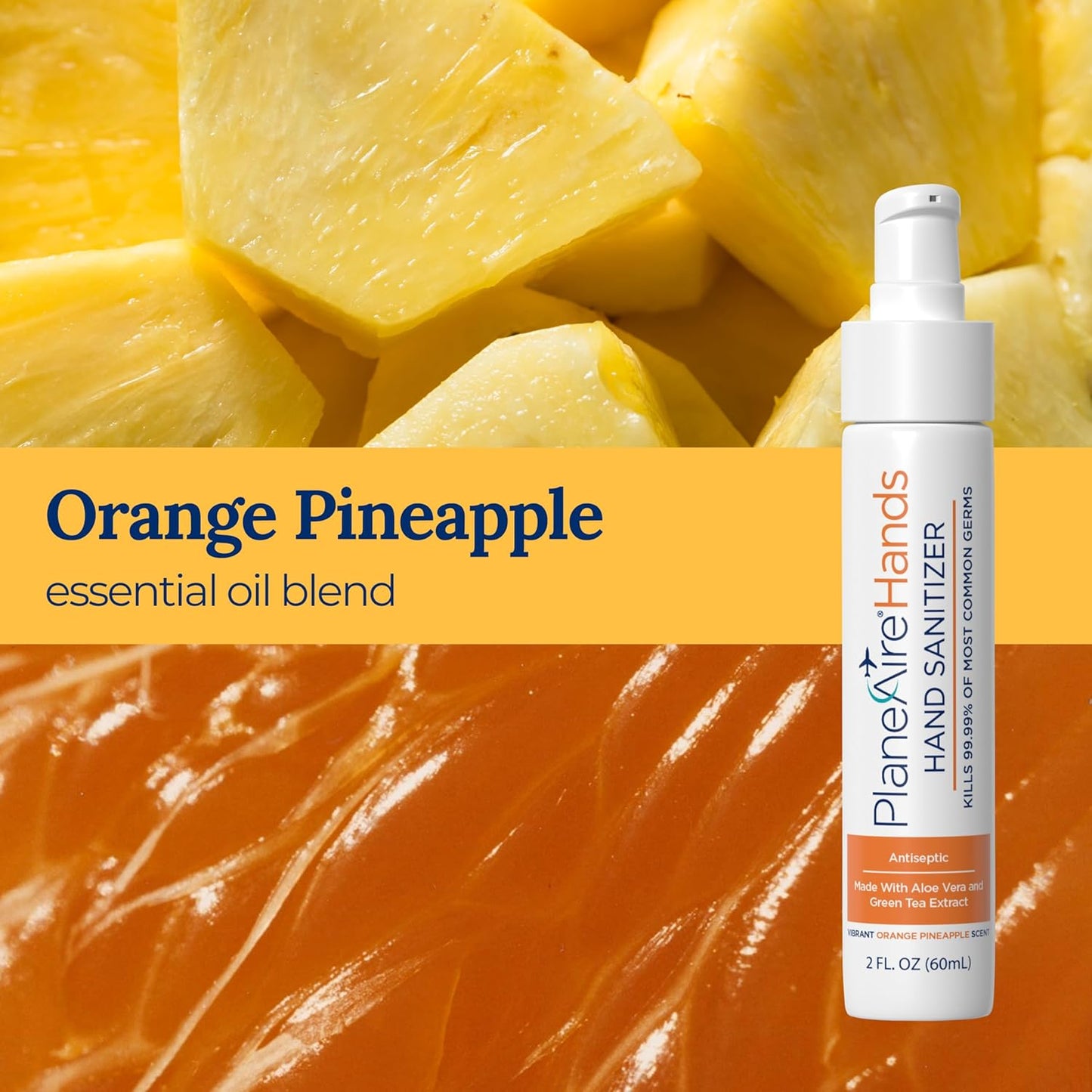 Travel Essentials | Hygiene Kit | Travel Toiletry Kit | Travel Size | Gel Hand Sanitizer Orange Pineapple Scent | Surface Wipes | Individual Travel Wipes | Surface Cleaner | Made with Essential Oils