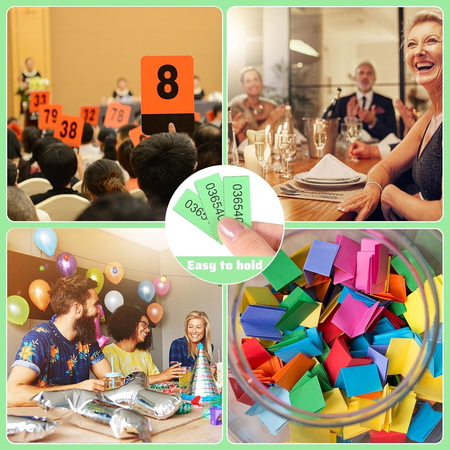 Kosiz 1000 Sheets 25 Bid Raffle Ticket Sheets Chinese Auction Tickets Numbers for Basket Events and Silent Auctions (Green)