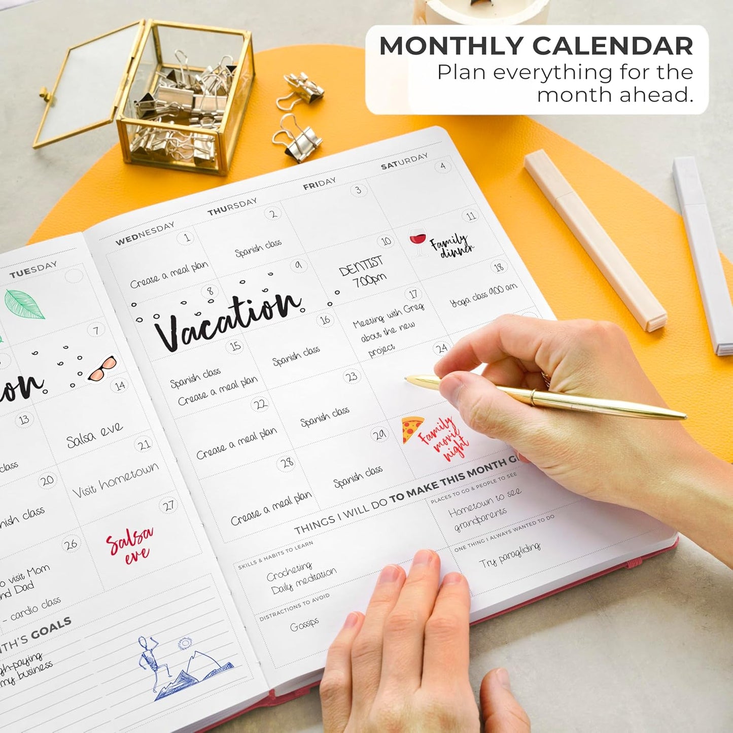 Clever Fox Planner PRO Light – Weekly & Monthly Life Planner to Increase Productivity, Time Management and Hit Your Goals, 8.5x11″ (Dark Pink)