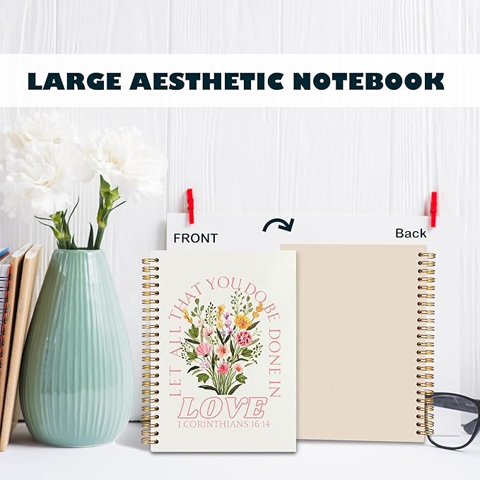BearCake Prayer Journal for Women, Bible Journaling Notebook, Christian Gifts for Women, Let All That You Do Be Done in Love Prayer Journal for Women, Bible Journal Hardcover Spiral Notebook 5.5x8.3