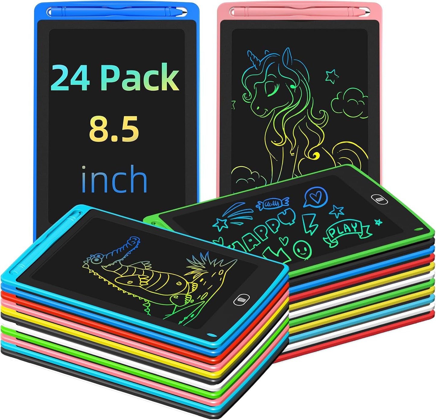 LCD Writing Tablet for Kids, 8.5 Inch Colorful Doodle Board Drawing Tablet, Educational Learning Toys Birthday Gifts for Kids Age 3 4 5 6 7 8 (24 Pack)