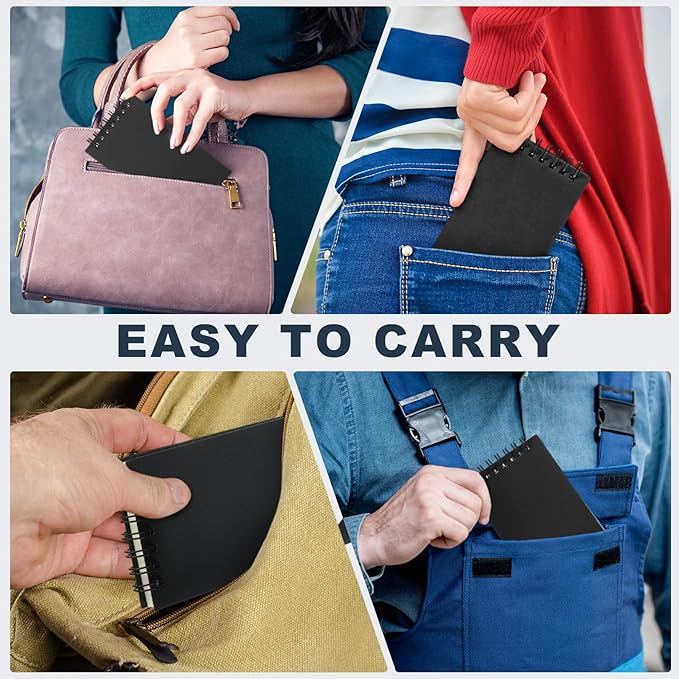 Tenceur 2 Pcs Pocket Notebook Bulk Small 3x5 Inch Spiral Notepads Mini Top Bound Notebook with Lined 120 Pages Ruled Memo Pads for Office College Nurse Essentials Back to School Gift (Black)