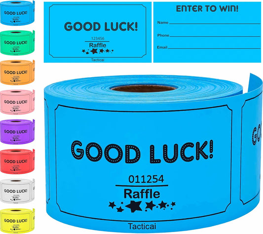 Tacticai 250 Raffle Tickets, Blue (1 of 8 Colors), Raffle Cards, Entry Form with Name, Phone & Email for Events, Fundraiser & Prizes