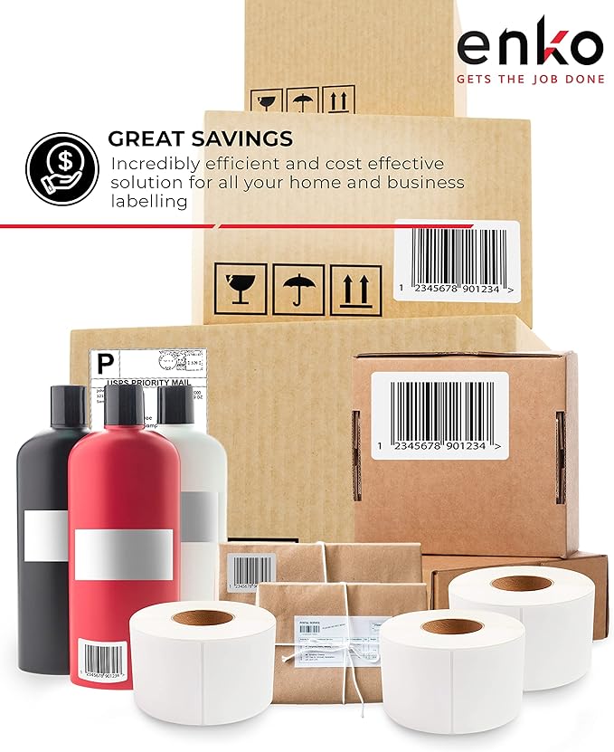 enKo 3 Rolls 4" x 6" Direct Thermal 3000 Labels 3" Core - Address & Shipping Labels Compatible for Industrial Printer Zebra 220Xi4 ZT200 ZT400 ZT510 ZT600 Datamax NATO Intermec