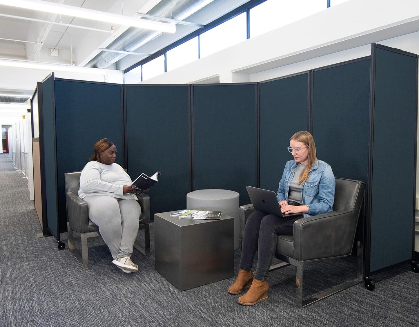 Versare Room Divider 360 Portable Wall Partition | Folding Panels | Large Freestanding Divider | Locking Wheels | Temporary Room Separator