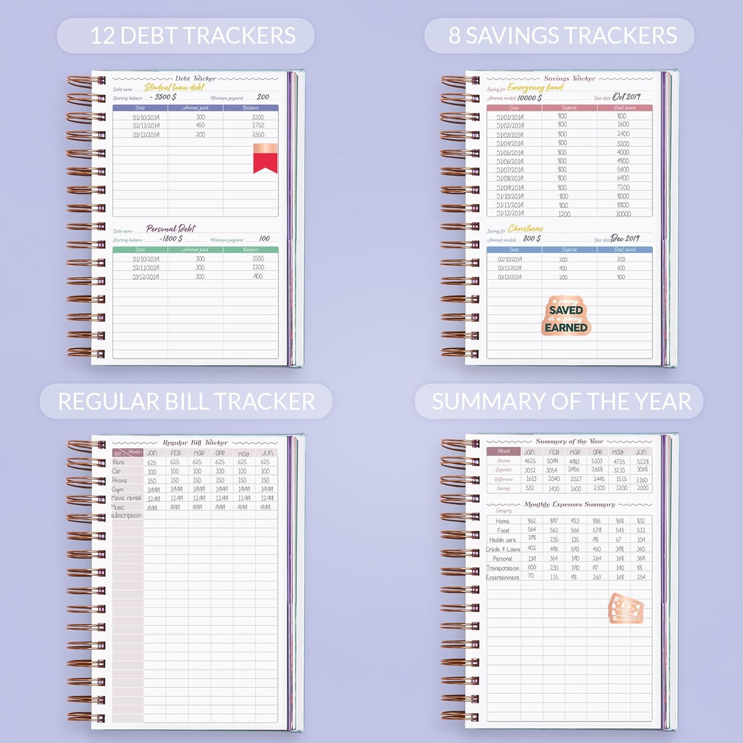 GoGirl Budget Planner & Monthly Bill Organizer – Monthly Financial Book with Pockets. Expense Tracker Notebook Journal, Compact (Periwinkle)