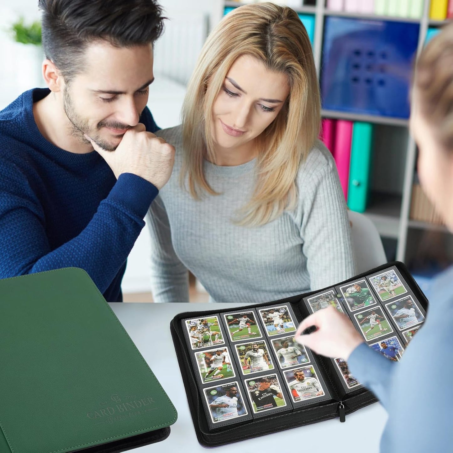 9 Pockets Card Binder,Premium Zip Trading Card Binder,540 Double Sided Pocket PU Collection Binder, Collector Album, Card Folder for MTG, TCG, Business Cards.(Blackish Green)