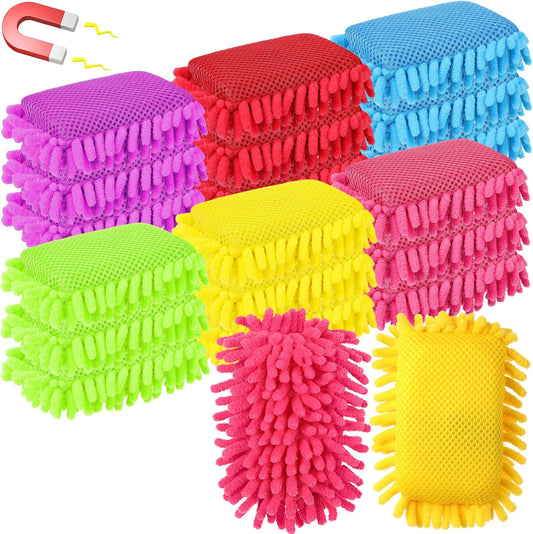 Sherr 18 Pcs Microfiber Shag Magnetic Dry Erase Erasers Washable School Whiteboard Eraser Bulk Colorful White Board Eraser for Chalk Markers Home Classroom Office (Rainbow Color)