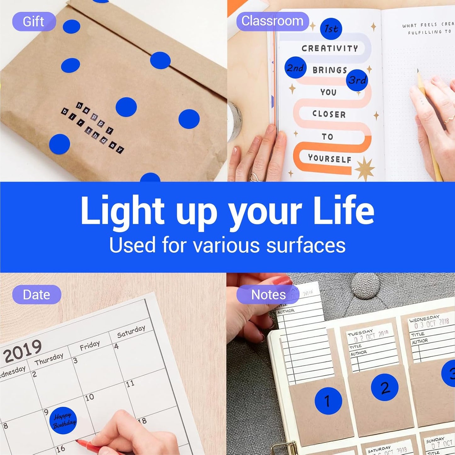 1 Inch Circle Dot Stickers 1000 PCS Color Coding Thermal Labels Dots Writable Printable Small Round Stickers for Office, Classroom, Inventory, Garage, Organizing Storage, DIY, Blue