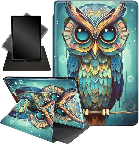 for Fire HD 10 Tablet Case 11th Generation 2021 and Amazon Fire HD10 Plus Case 10.1", 360 Degree Rotating Stand Smart Protective Case,for Fire HD 10 2021 Tablet,Fantasy Owl