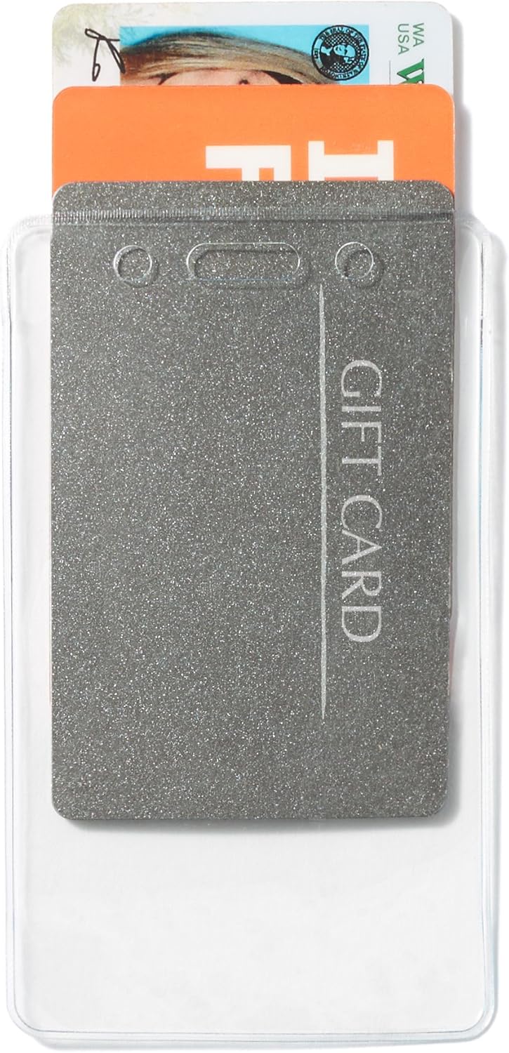 Amazon Basics ID Badge Holders, Vertical Clear Plastic 2.55" x 4.41", Pack of 50