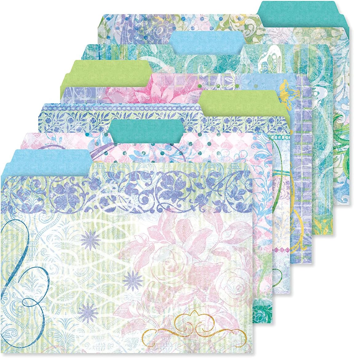 Current Floral Fun File Folders Value Pack - Bulk Set of 24, 6 Pretty Decorative Designs, 1/3 Cut Tabs, Heavy-Duty Paper Stock, Office Supplies for Home & Work, 9-½” x 11-¾” Letter Size