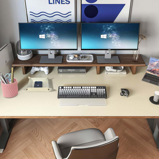 DAWNTREES Dual Sided Desk Mat,Khaki Leather Desk Pad,47.2''x23.6'',Cork Desk Mat Protector,120x60cm Extra Large Mouse Pad,with PU Leather Valet Tray Organizer,Desk Writing Pad for Office and Home