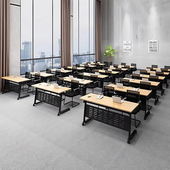 Foldable Conference Table, Folding Conference Room Table with Wheels, Flip Top Mobile Training Table, Rolling Seminar Meeting Tables for Office Training Room Classroom (4pack 63in)