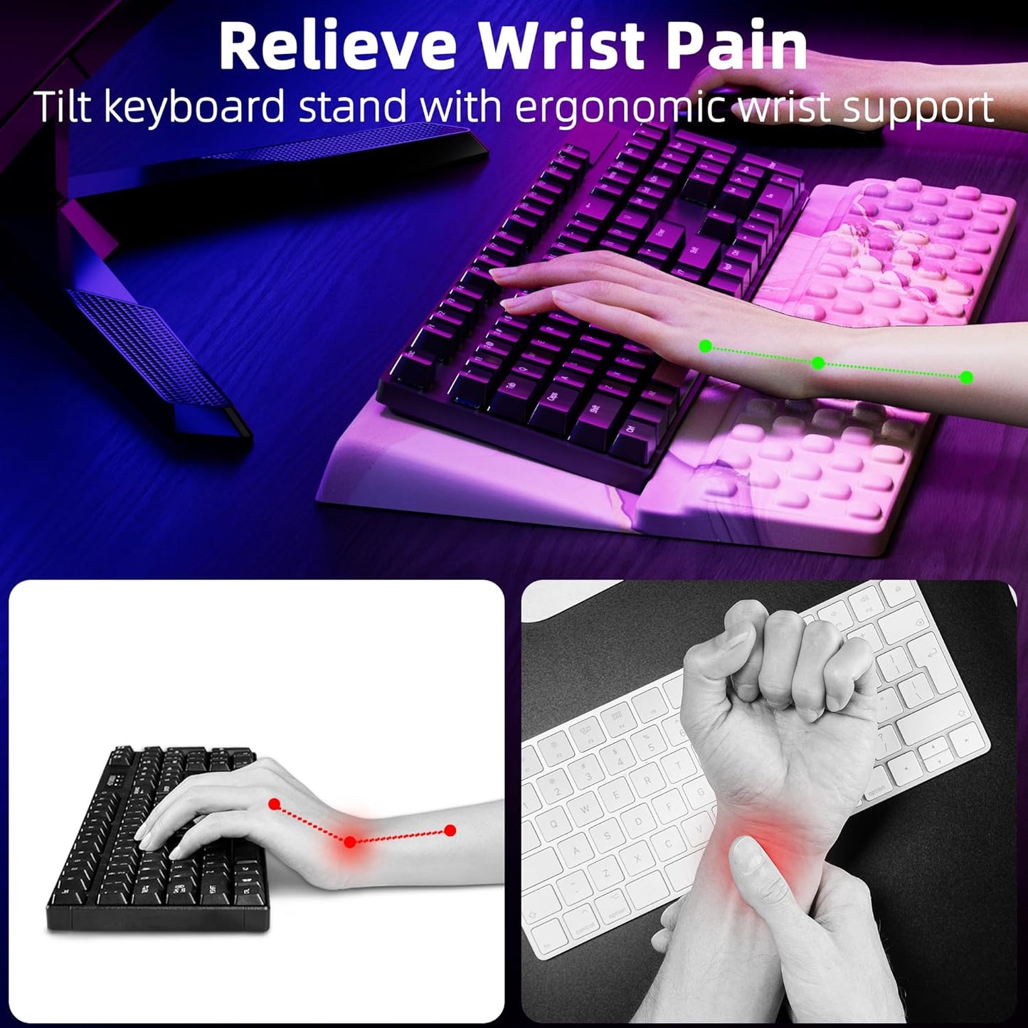 Ospelelf Keyboard Wrist Rest, Comfortable Ergonomic Keyboard Stand Riser Holder for Office Home