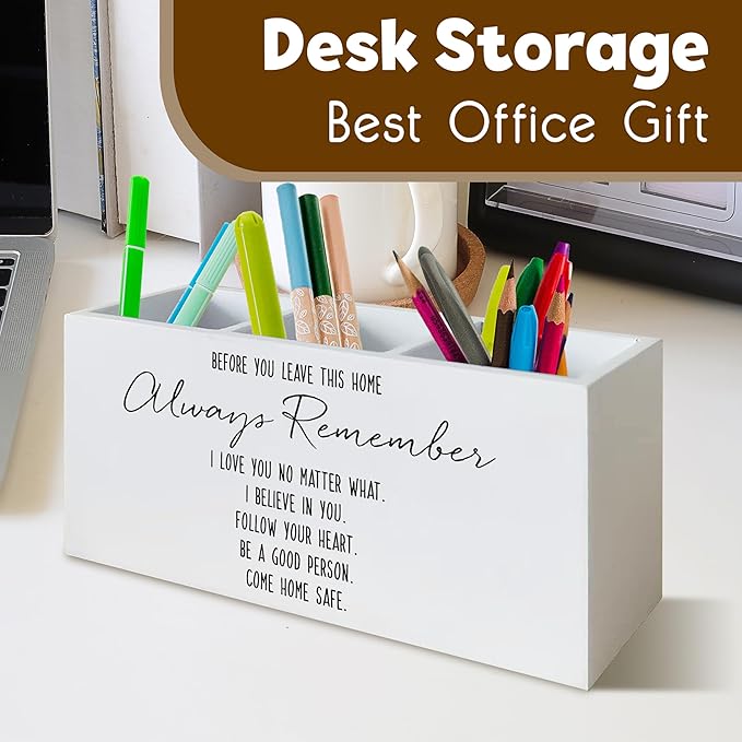 Before You Leave This Home Sign Pen Holder, Entryway Decor, Gifts for Families Loved Ones, Sentimental Family Love Quote Wooden Pencil Holder Organizer for Home Entryway Room Desk Accessories