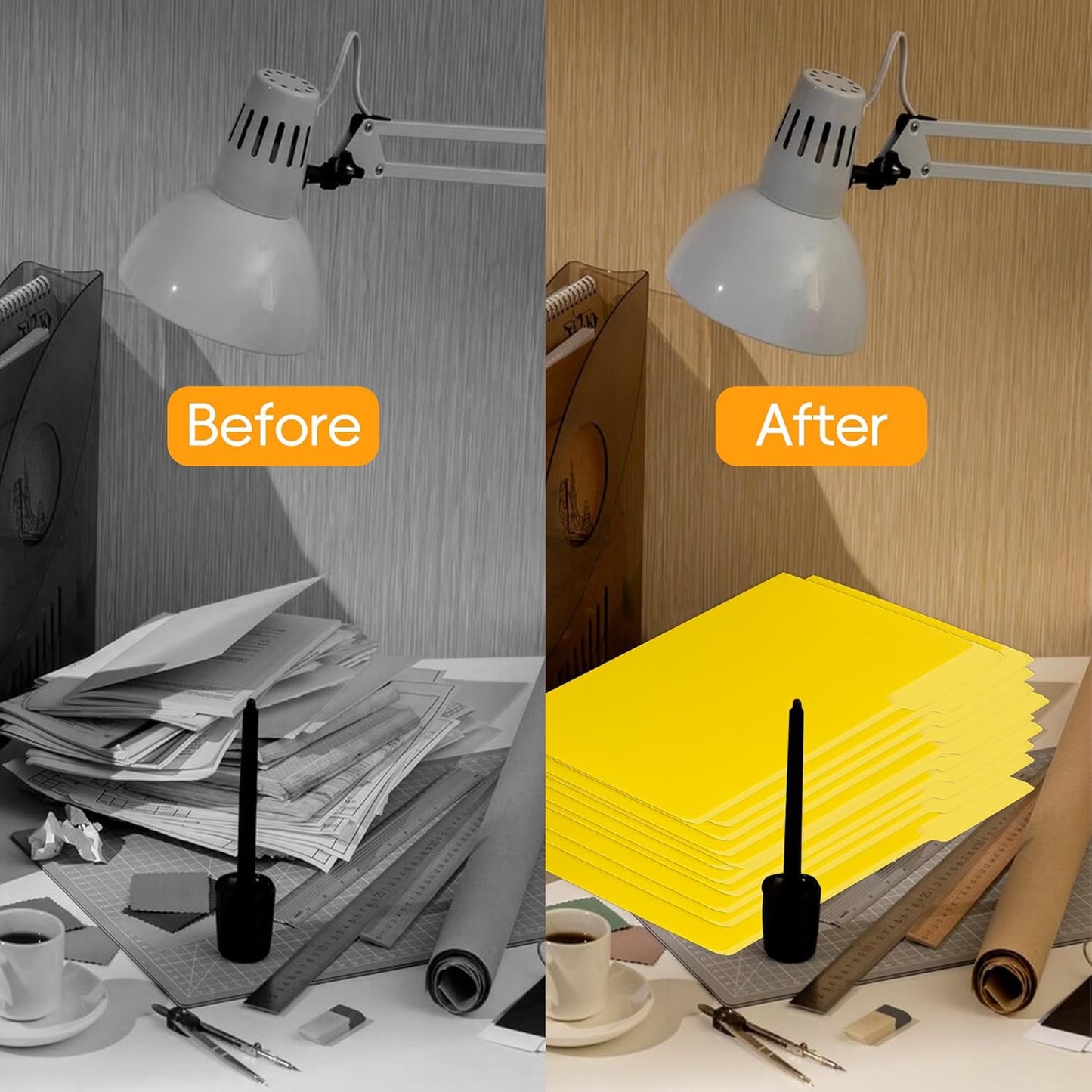 100 Packs Yellow File Folder,1/3-Cut Tabs,File Folders Letter Size,8.5x11 Inch File Folders for Office,School and Home,Folders for Documents