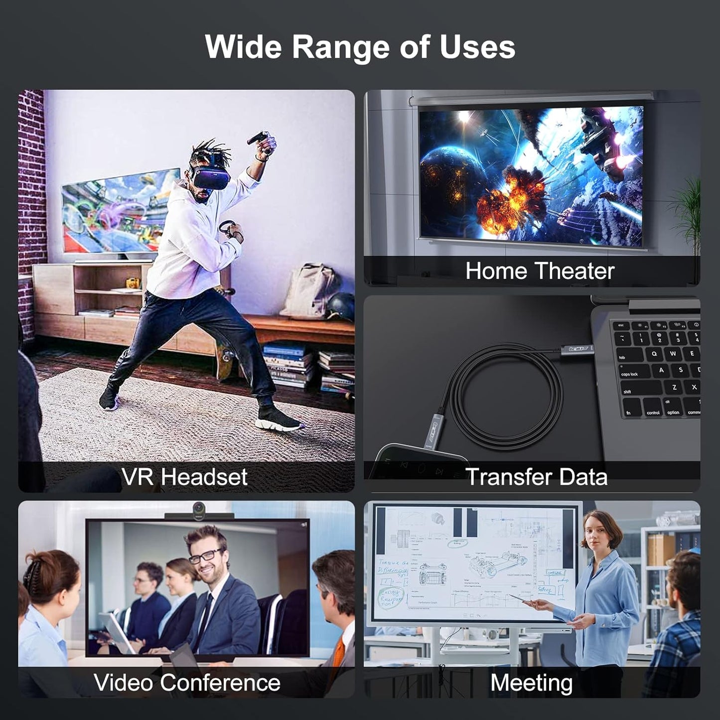 USB C to C Fiber Optic Extension Cable 30M/100FT, USB 3.2 10Gbps Long Distance Active Optical USB C GEN2 Cable for VR/AR, Quest2, Webcam, Camera, Mini PC and More - Grey