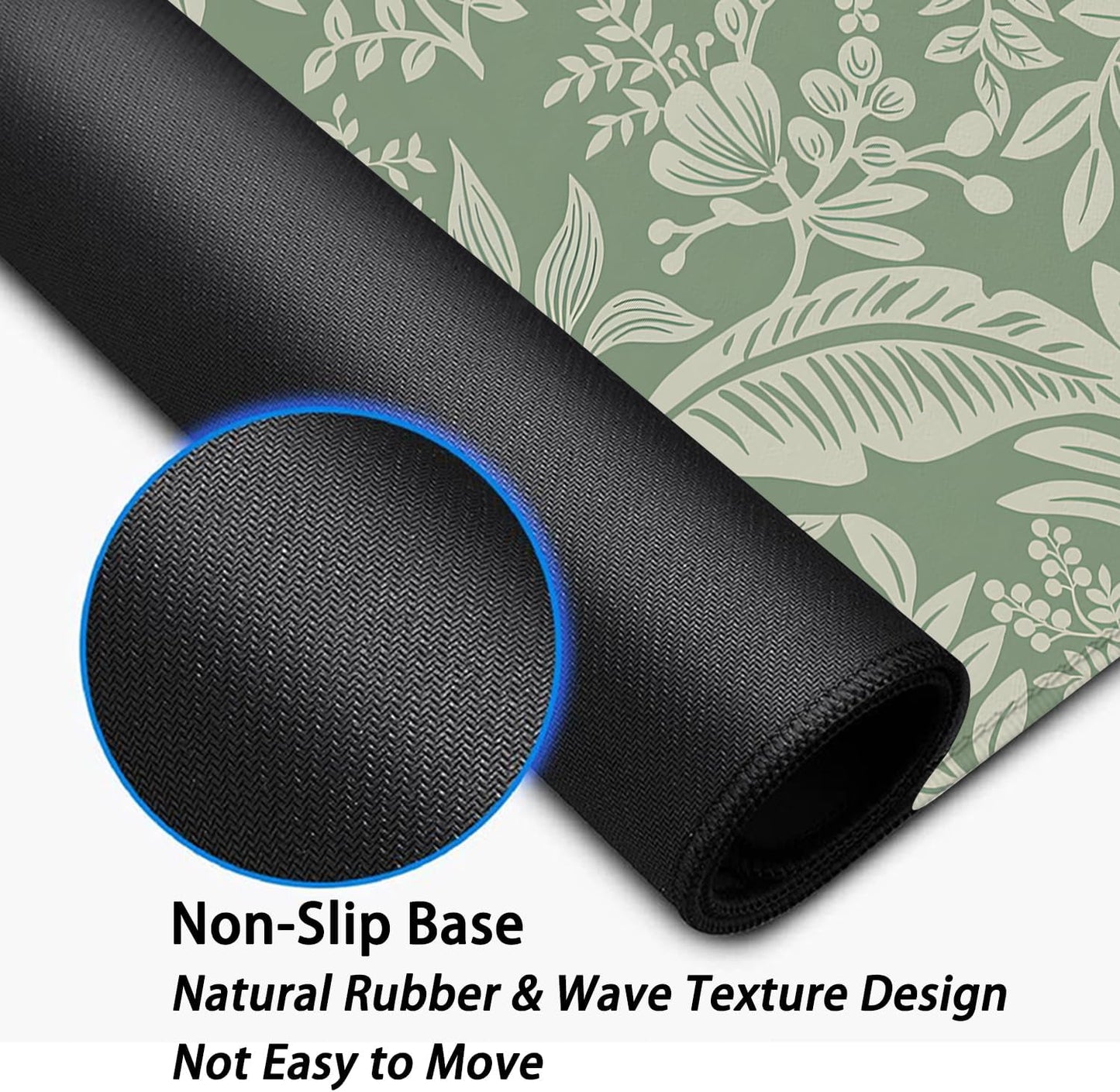 Green Plants Desk Pad Mouse Pad,Large Natural Fresh Mouse Mat with Stitched Edges,Non-Slip Rubber Base Elegant Mousepad for Office PC Keyboard Laptop and Home Work Desk Mat(27.5X11.8 in)