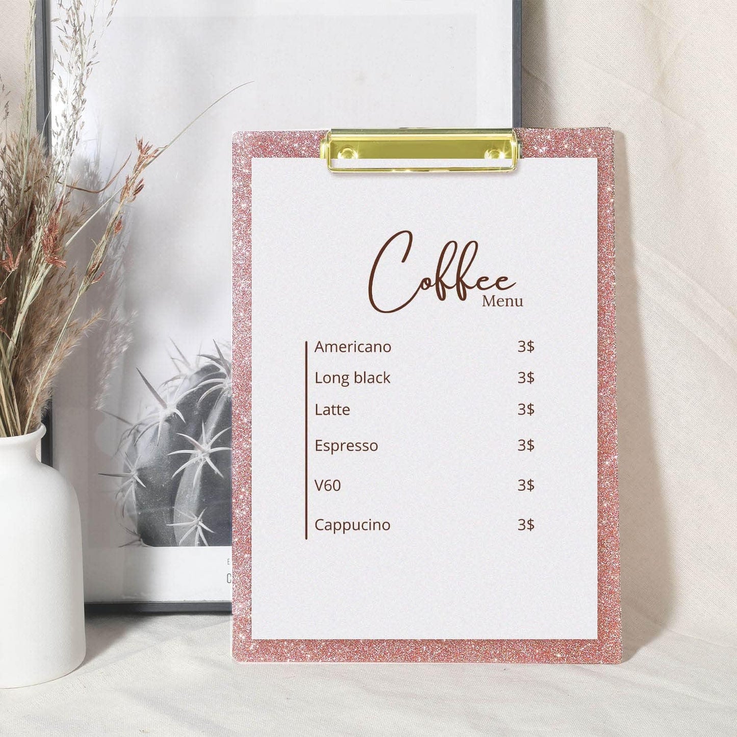 UNIQOOO Sparkle Rose Gold Glitter Clipboard with Shinny Gold Finish Clip, Perfect for Modern Arts Lover, Fashion Style Expert, Calligrapher, Office, Seminars, Workshops, Home School, Classroom