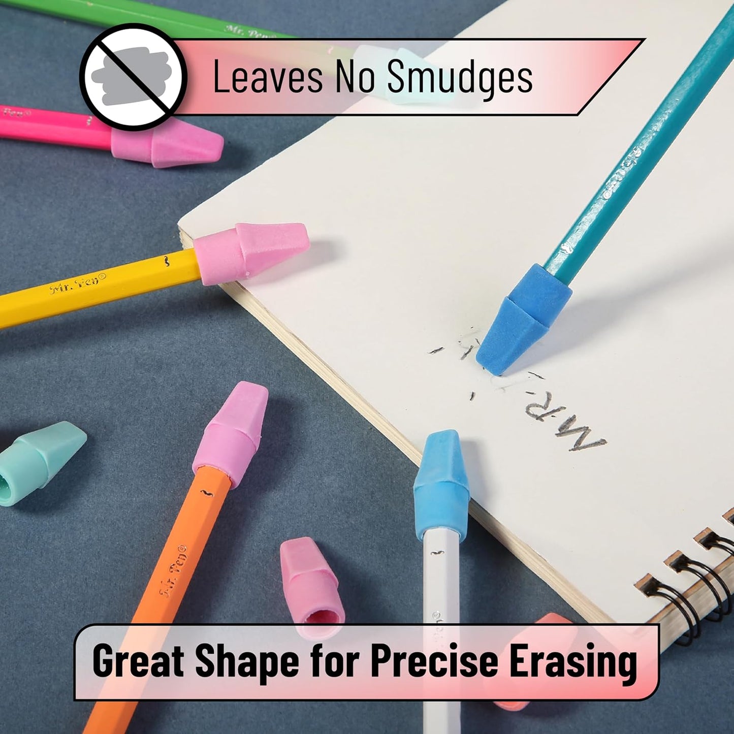 Mr. Pen- Pencil Erasers Toppers, 500 Pack, Colorful, Latex Free, No Smudge, Mr Pen Erasers for Pencils